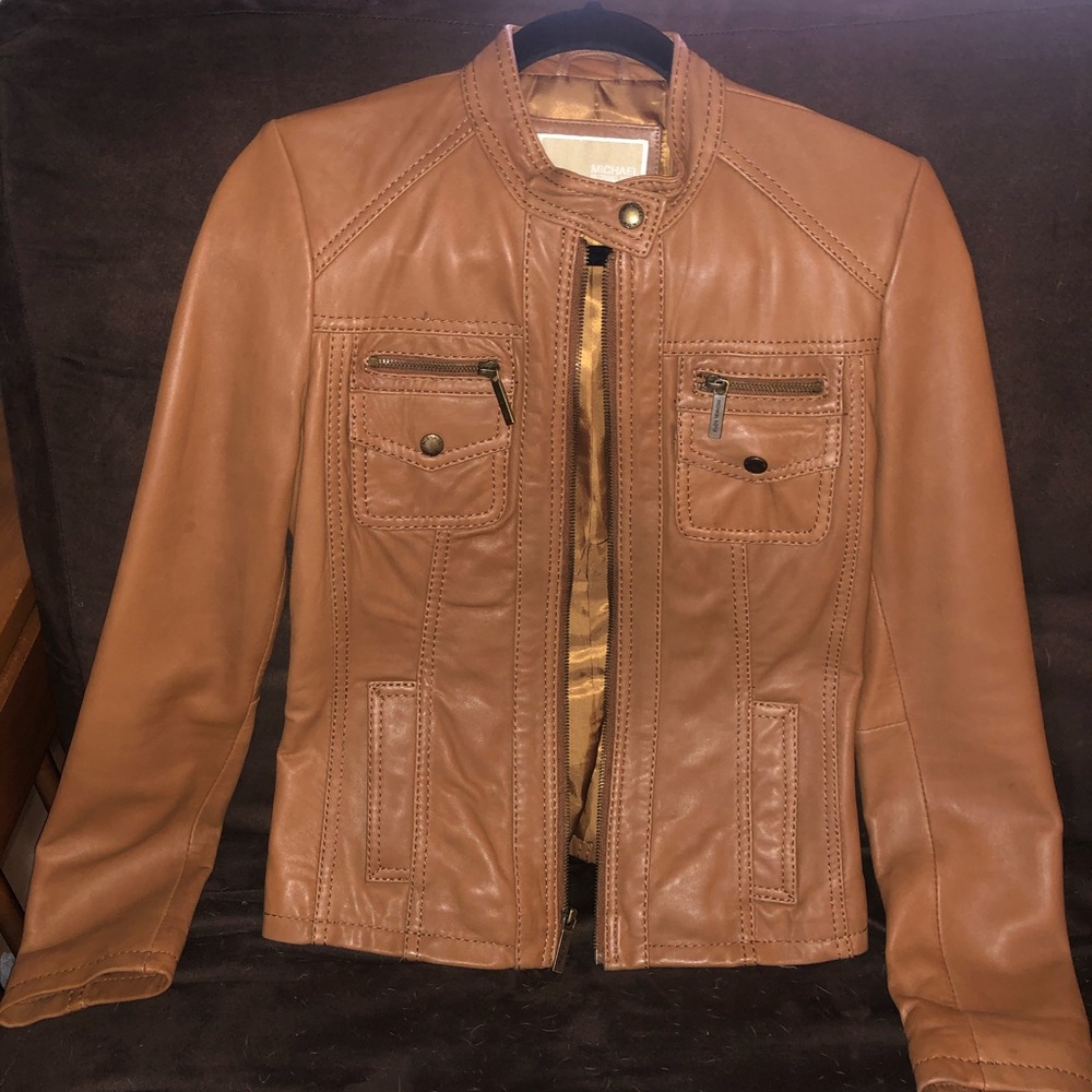 Michael Kors brown leather jacket